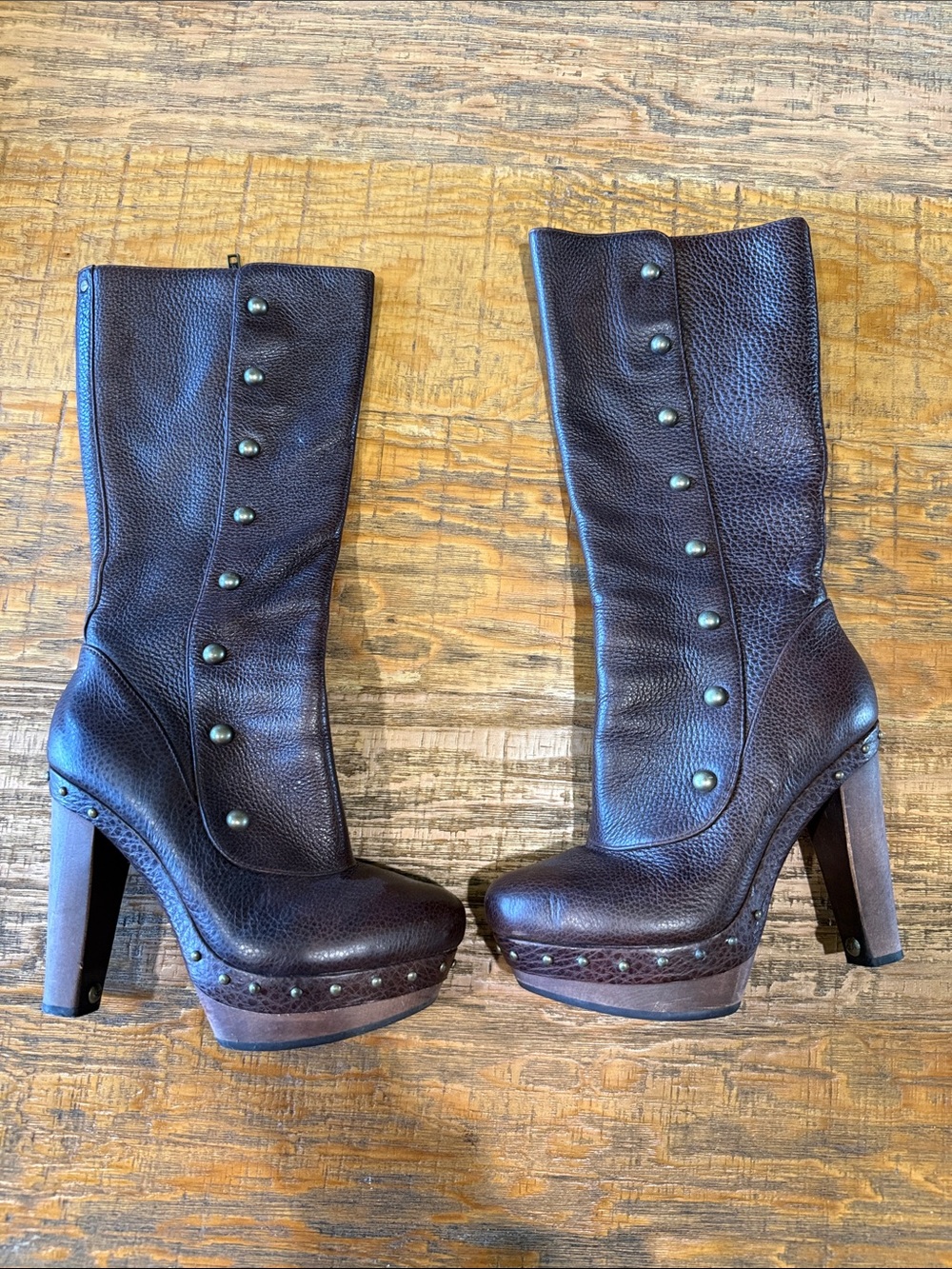 UGG Vintage Women's Dark Brown High Heel Platform Boots